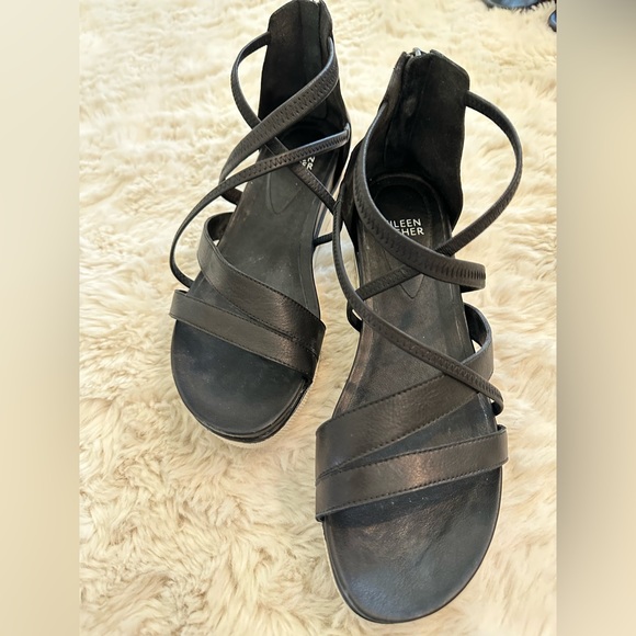 Eileen Fisher Skip Washed Leather Sneaker Sandal, Size 9.5 - Picture 3 of 4